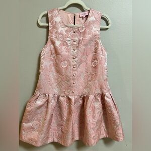 Entro Floral Dress Small Pink Jacquard Fit Flare Lined Sleeveless Boutique